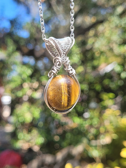 Tigers Eye Wire Wrapped Pendant