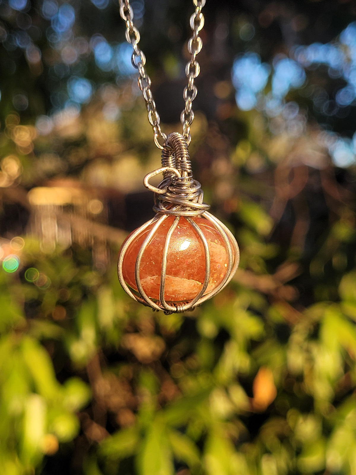 Sunstone Pumpkin Pendant