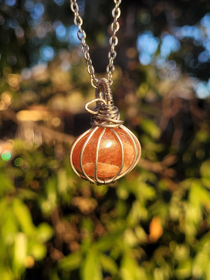 Sunstone Pumpkin Pendant