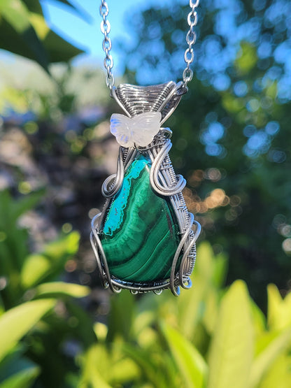 Malacholla + Moonstone Wire Wrapped Pendant