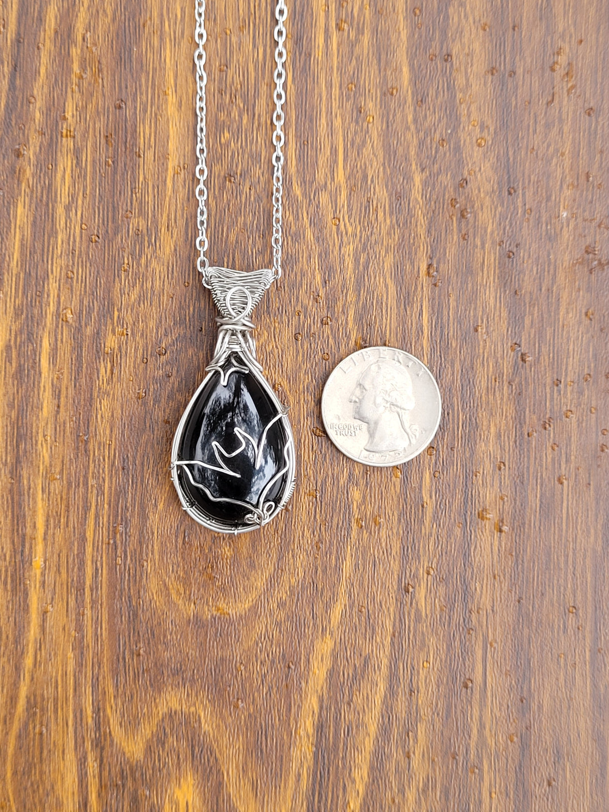 Midnight Lace Obsidian Wire Wrapped Pendant