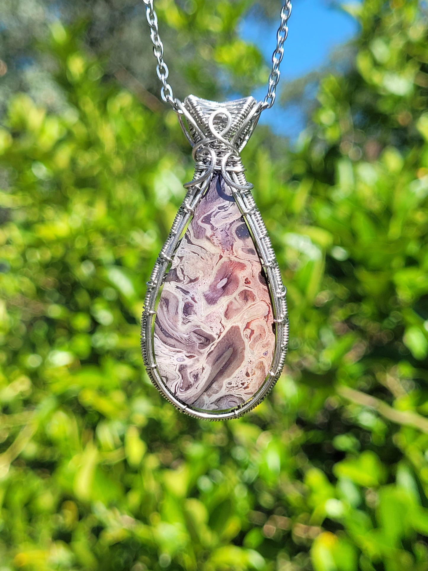 Fossil Palm Root Wire Wrapped Pendant