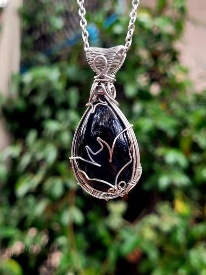 Midnight Lace Obsidian Wire Wrapped Pendant