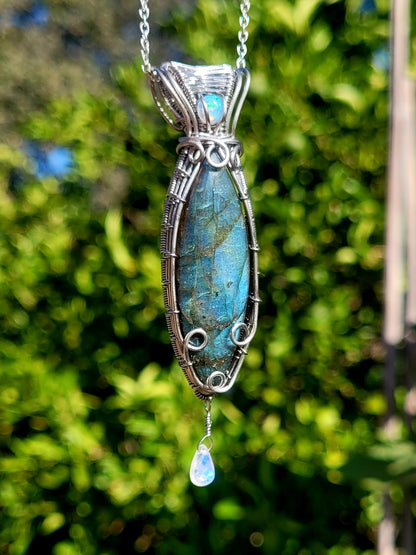 Opal, Labradorite, Moonstone Pendant