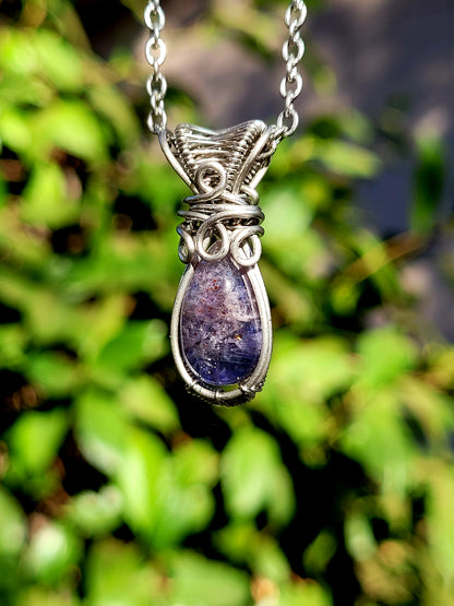 Sunstone Iolite Wire Wrapped Pendant