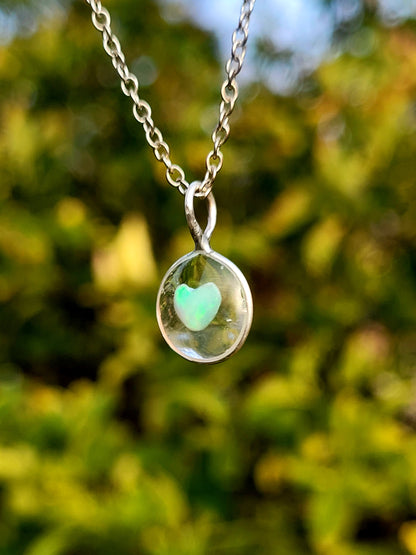 Opal Heart Silversmithed Pendant