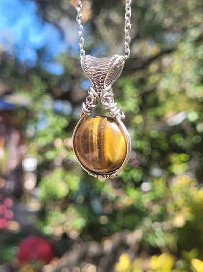 Tigers Eye Wire Wrapped Pendant