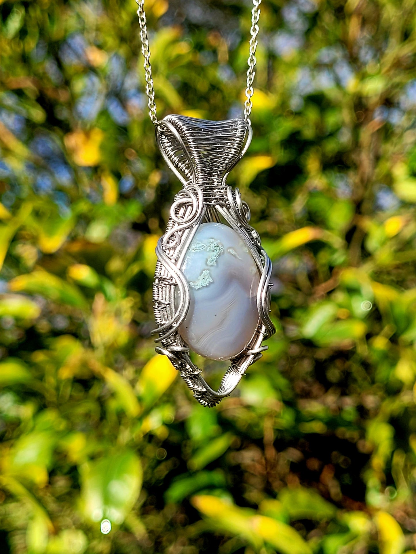 Moss Agate Wire Wrapped Pendant