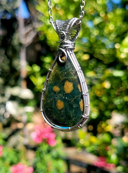 Ocean Jasper Wire Wrapped Pendant