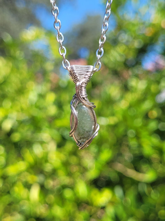 Mini Moss Agate Wire Wrapped Pendant