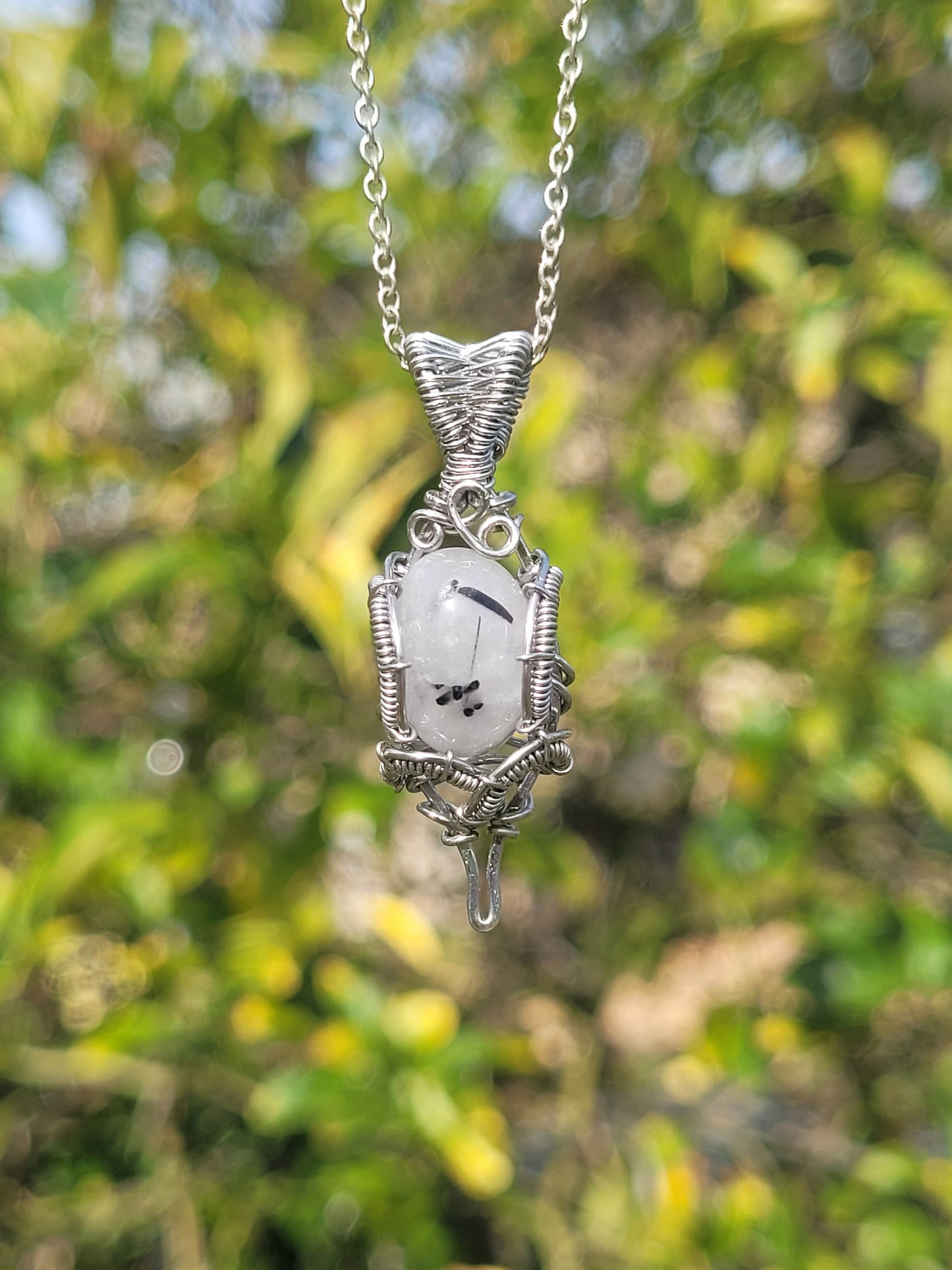 Tourmalinated Quartz Wire Wrapped Pendant