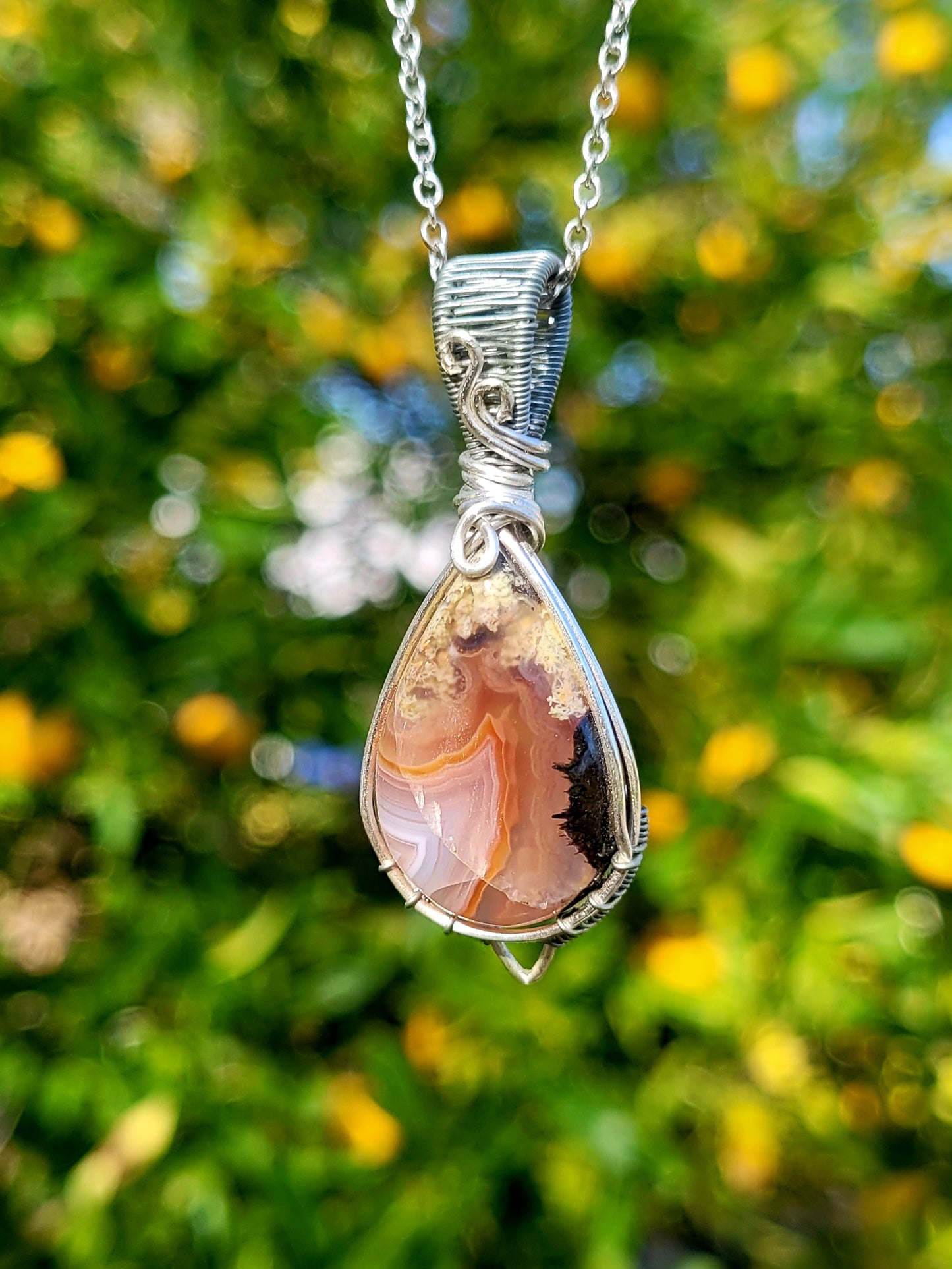 Laguna Agate Wire Wrapped Pendant