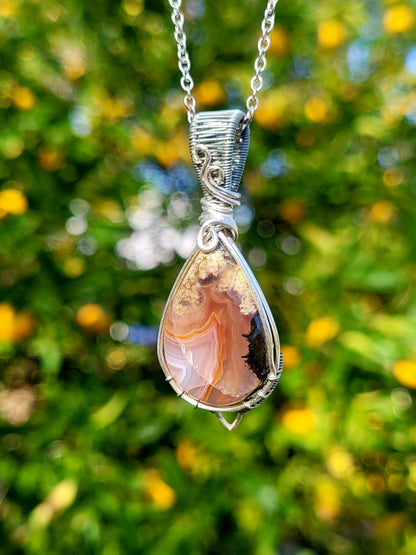 Laguna Agate Wire Wrapped Pendant