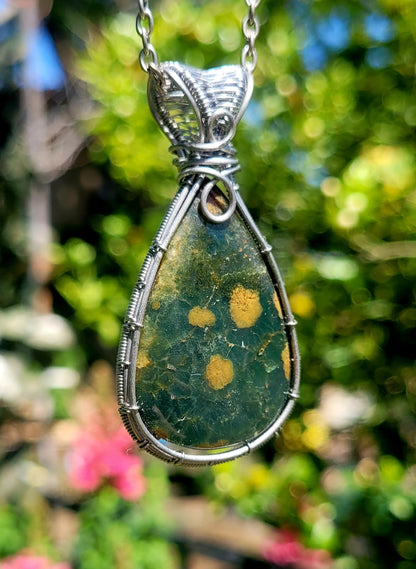 Ocean Jasper Wire Wrapped Pendant