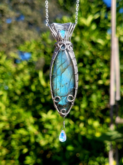 Opal, Labradorite, Moonstone Pendant