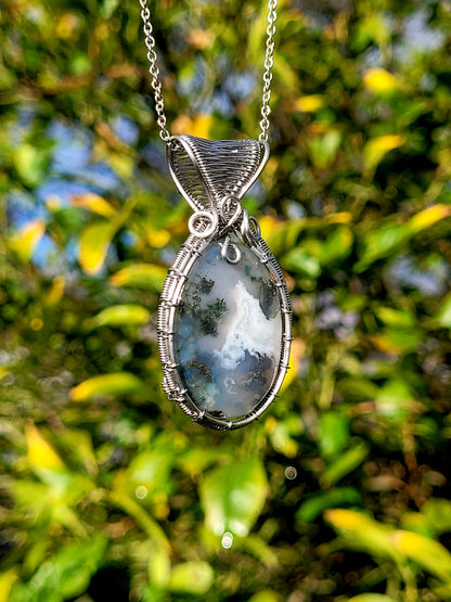 Moss Agate Wire Wrapped Pendant