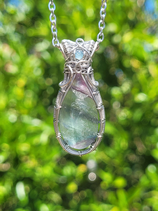Fluorite + Aquamarine Pendant