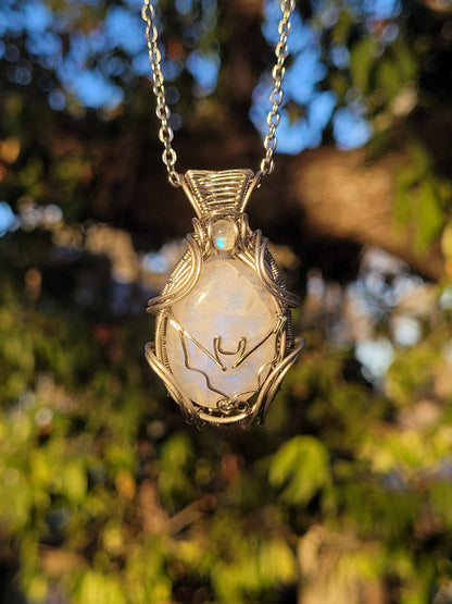 Moonstone Bat Pendant