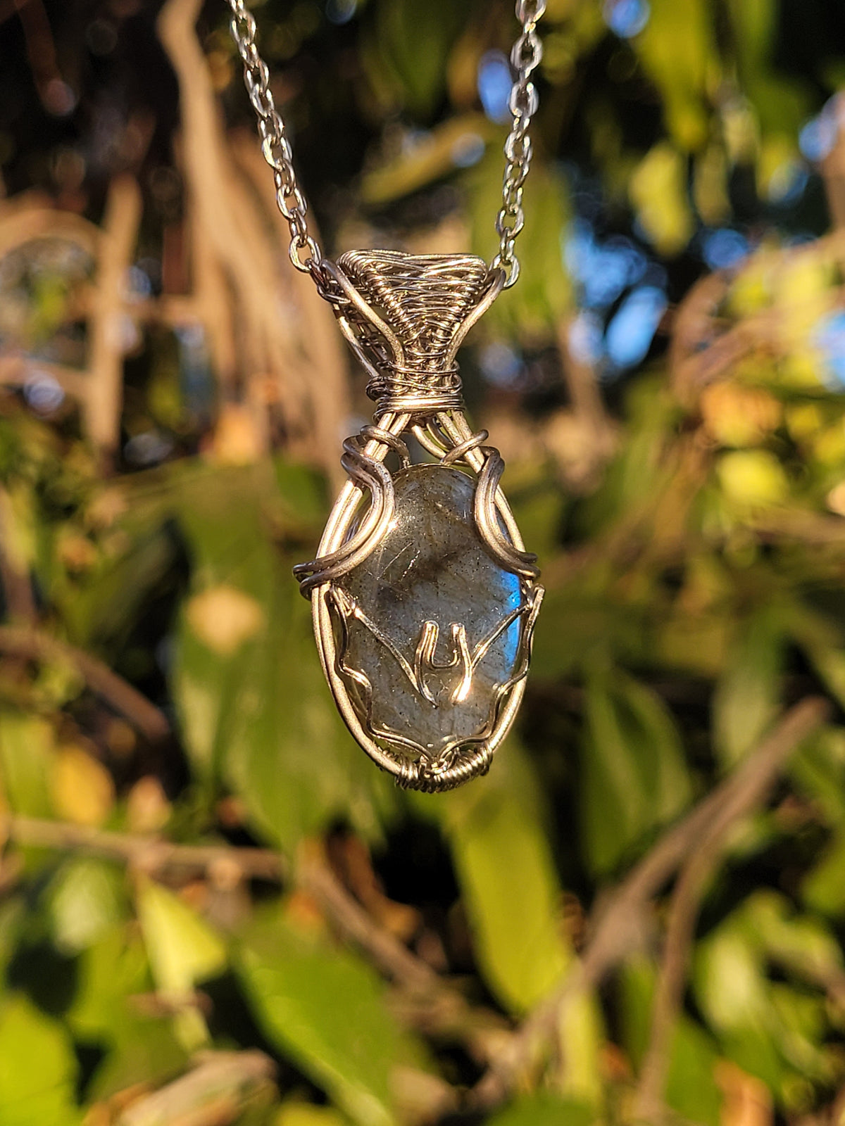 Blue Labradorite Bat Pendant