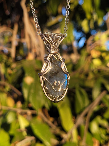 Blue Labradorite Bat Pendant