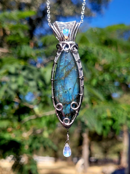 Opal, Labradorite, Moonstone Pendant