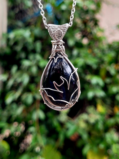Midnight Lace Obsidian Wire Wrapped Pendant