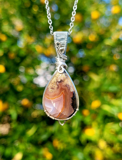Laguna Agate Wire Wrapped Pendant