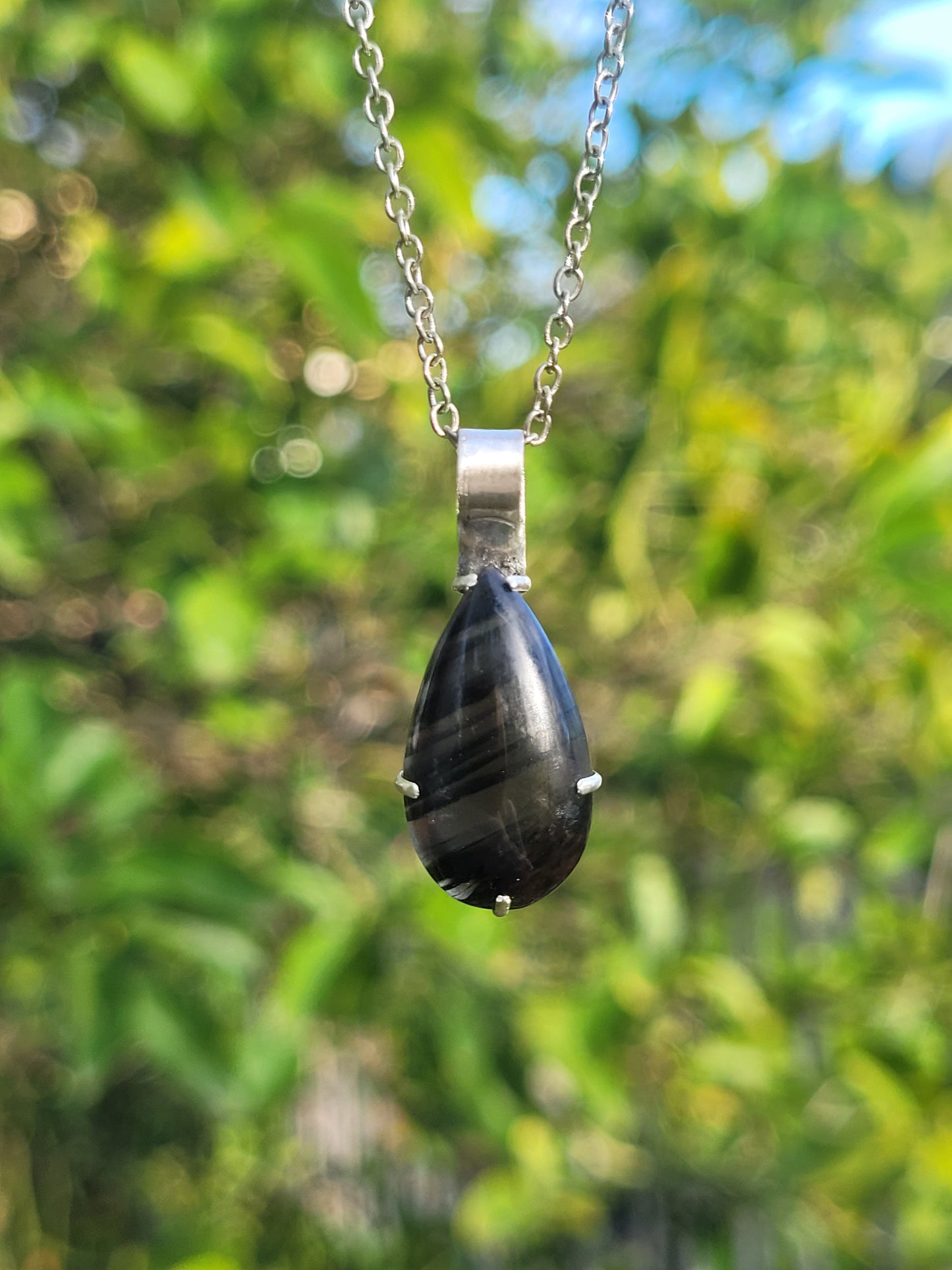 Midnight Lace Obsidian Silversmithed Pendant