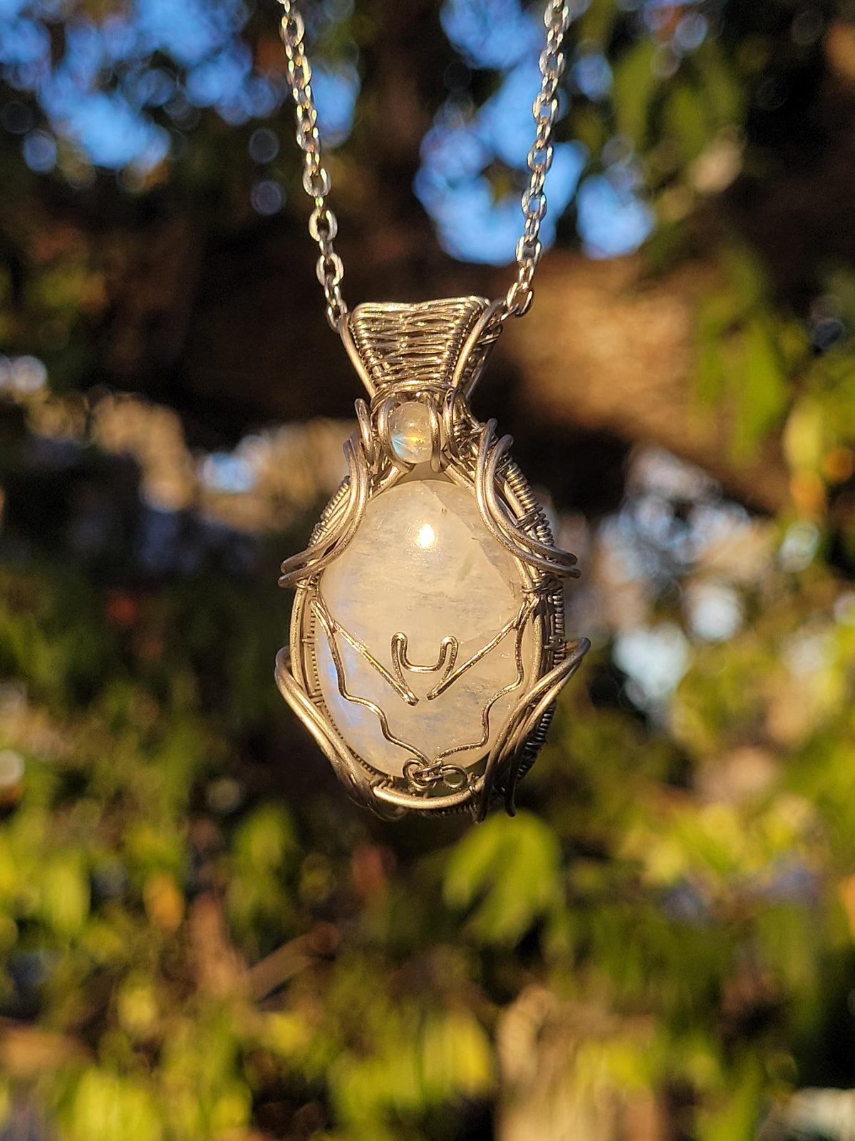 Moonstone Bat Pendant