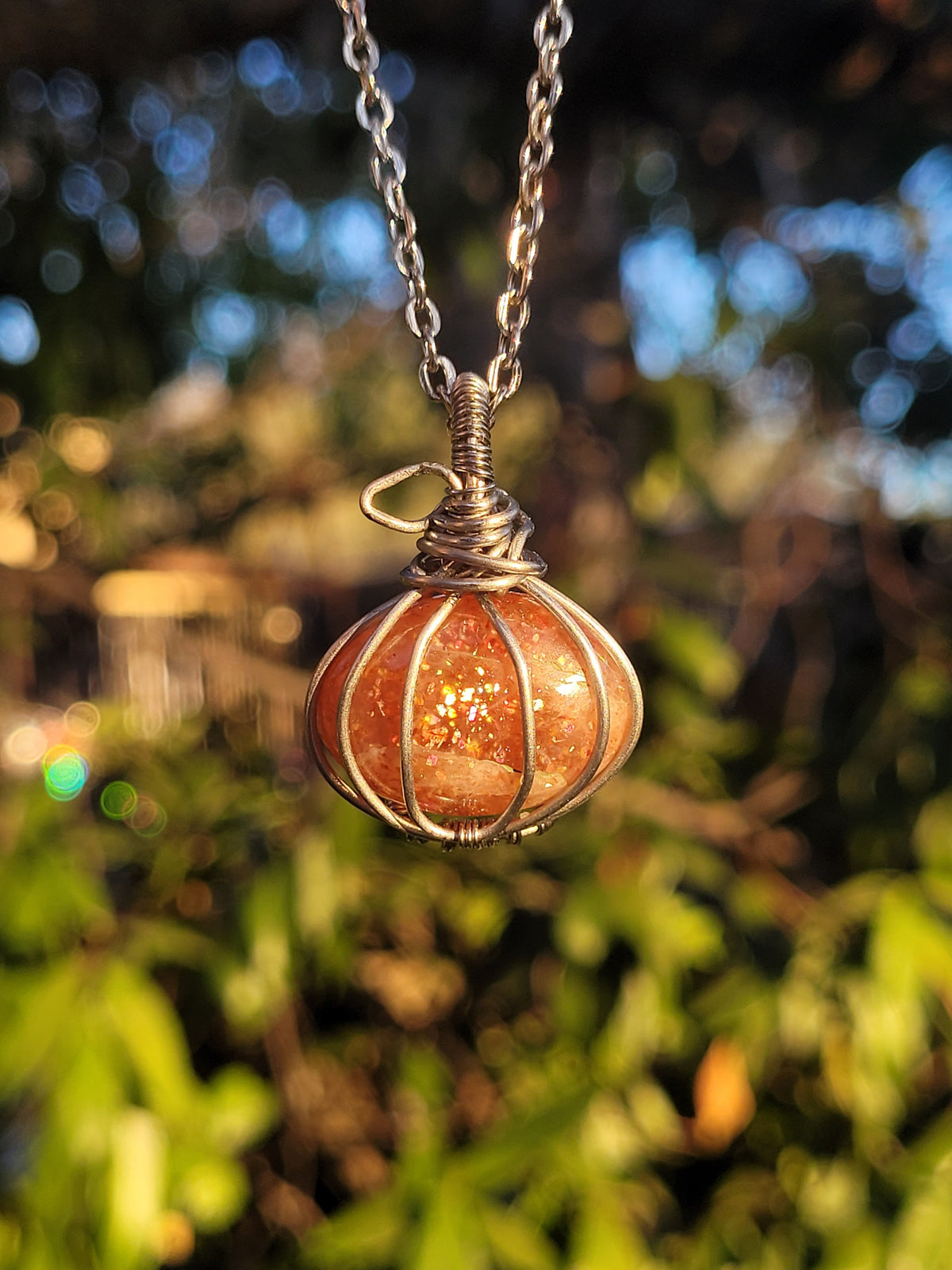 Sunstone Pumpkin Pendant