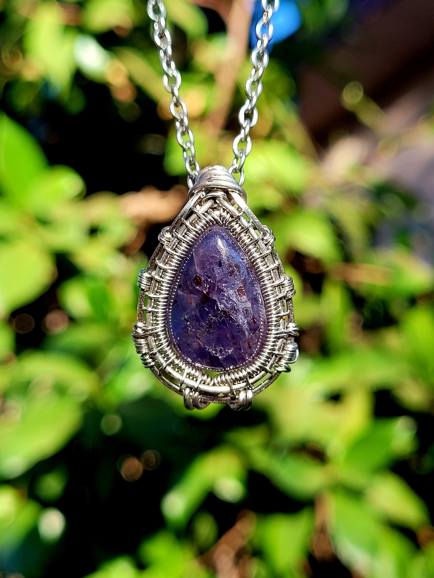 Sunstone Iolite Wire Wrapped Pendant