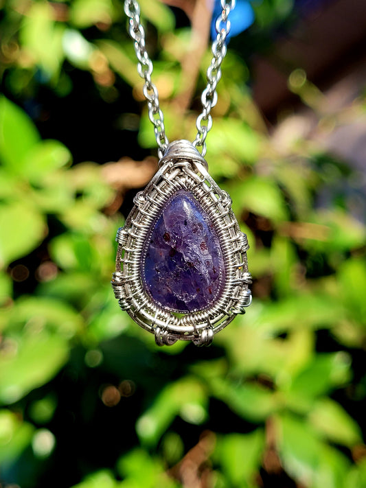 Sunstone Iolite Wire Wrapped Pendant