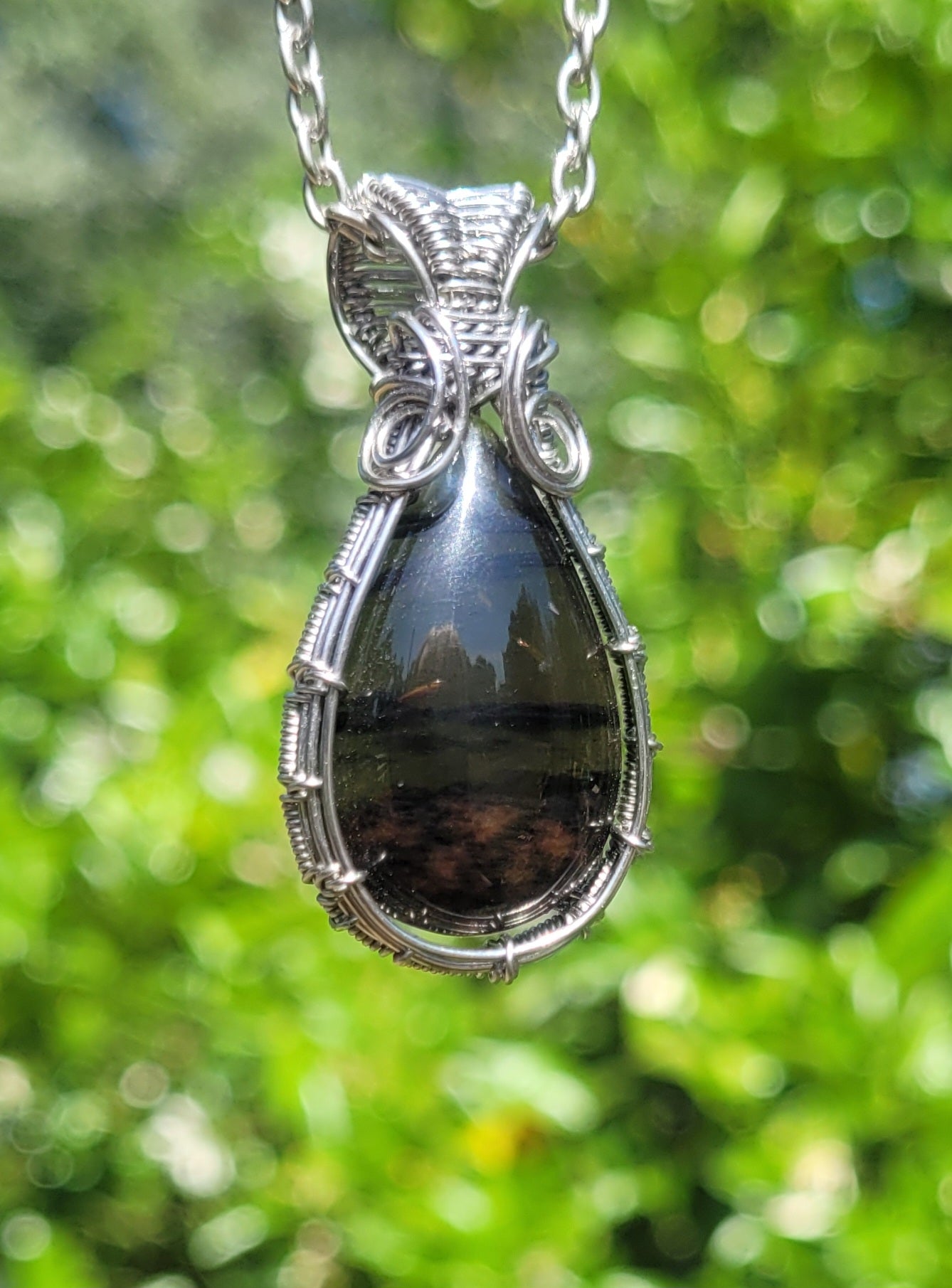 RARE Fire Obsidian Wire Wrapped Pendant