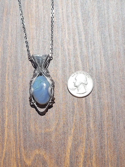 Moss Agate Wire Wrapped Pendant