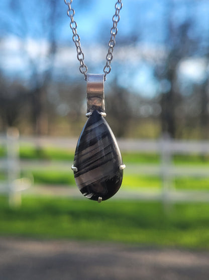 Midnight Lace Obsidian Silversmithed Pendant
