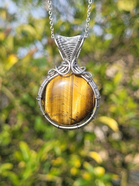 Tiger Eye Wire Wrapped Pendant