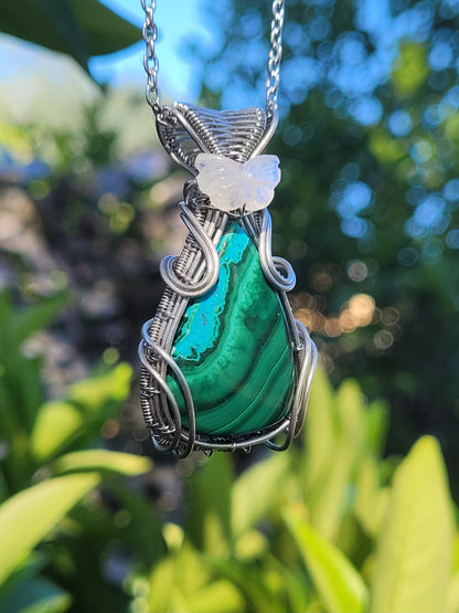 Malacholla + Moonstone Wire Wrapped Pendant