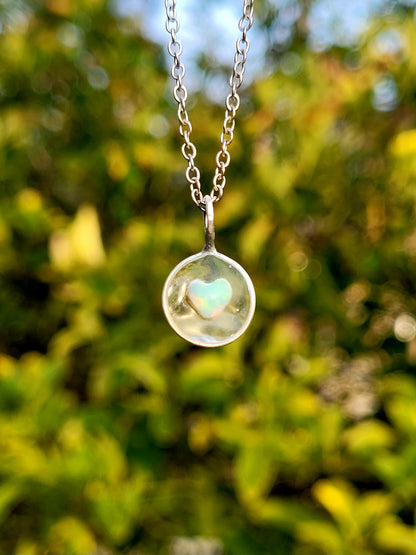 Opal Heart Silversmithed Pendant