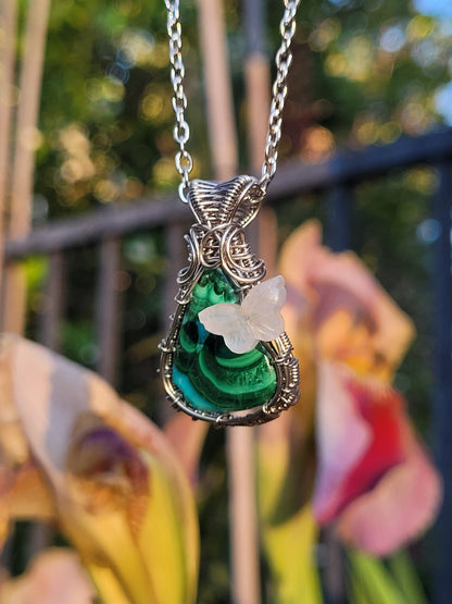 Malacholla + Moonstone Wire Wrapped Pendant