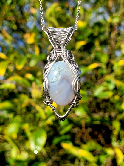 Moss Agate Wire Wrapped Pendant