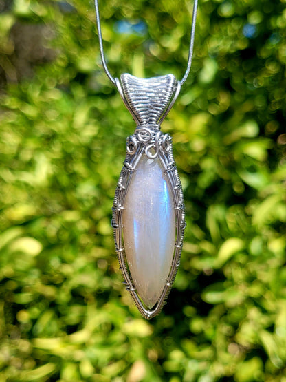 Belomorite Moonstone Wire Wrapped Pendant