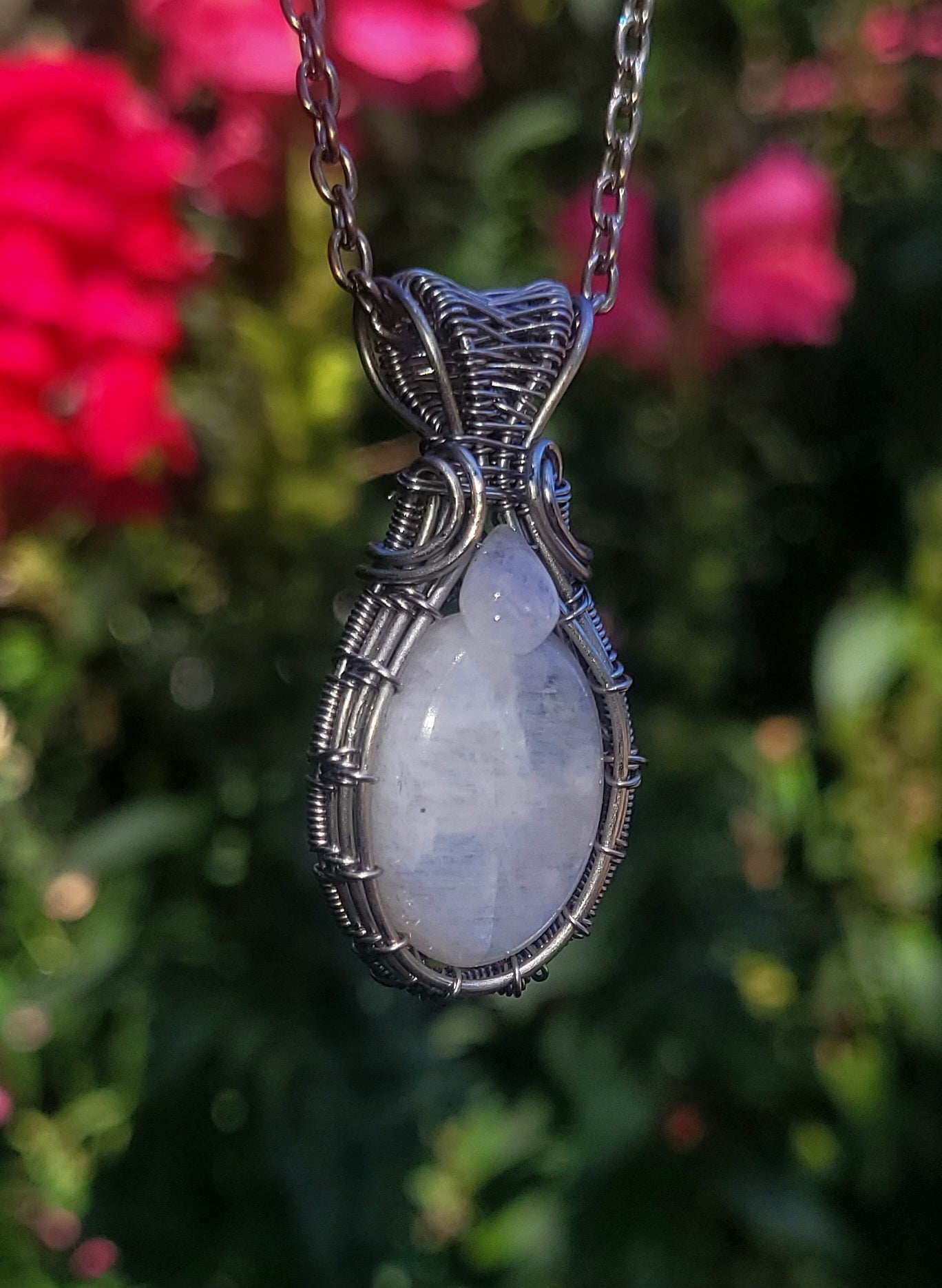 Moonstone +Moonstone Wire Wrapped Pendant