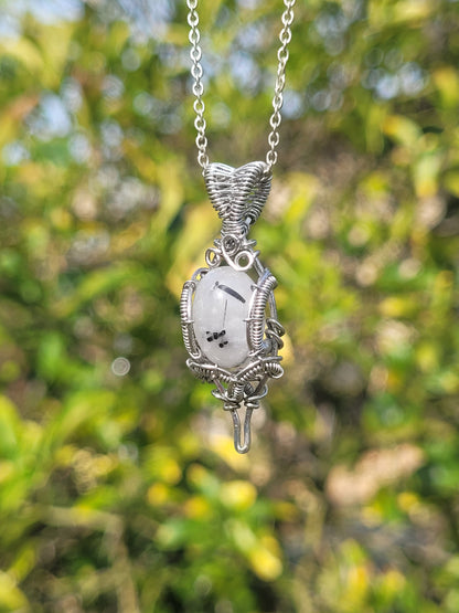 Tourmalinated Quartz Wire Wrapped Pendant
