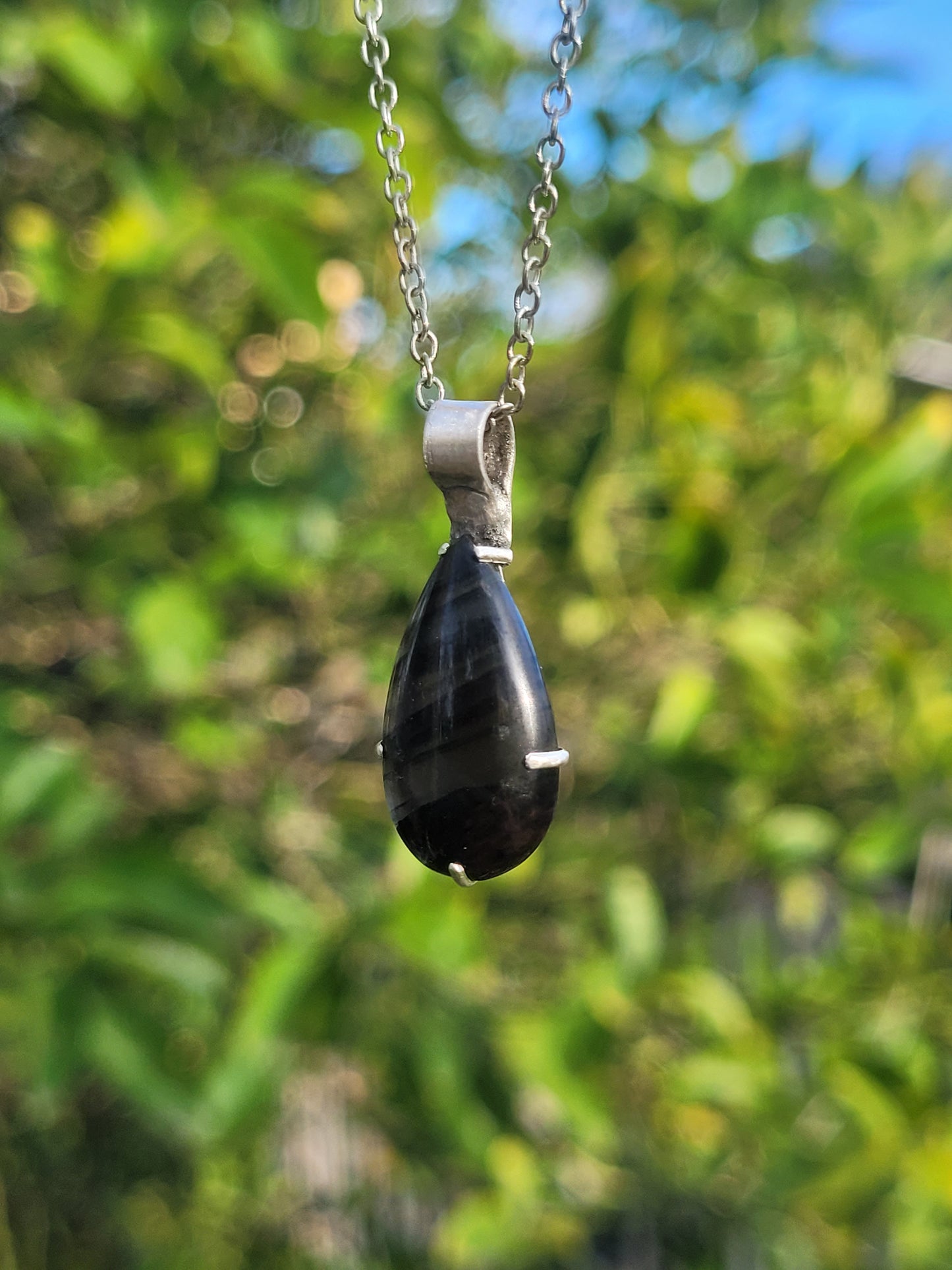 Midnight Lace Obsidian Silversmithed Pendant