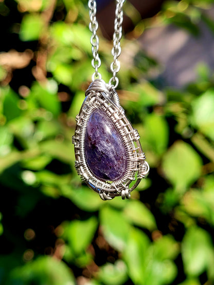 Sunstone Iolite Wire Wrapped Pendant