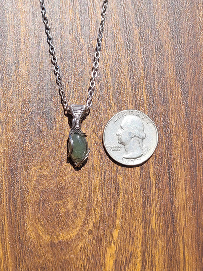 Mini Moss Agate Wire Wrapped Pendant