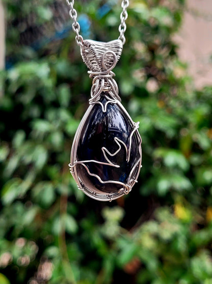 Midnight Lace Obsidian Wire Wrapped Pendant