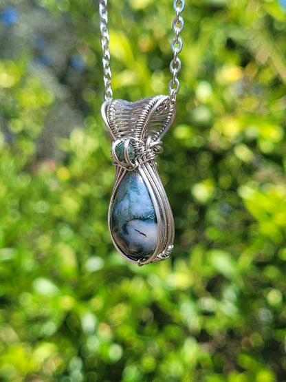 Moss Agate Wire Wrapped Pendant