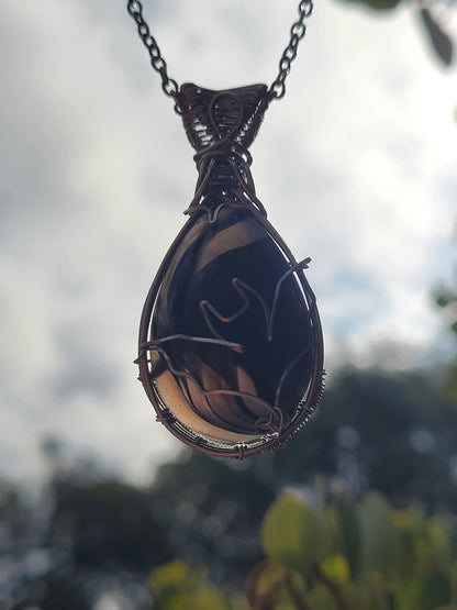 Midnight Lace Obsidian Wire Wrapped Pendant