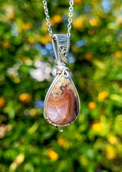 Laguna Agate Wire Wrapped Pendant